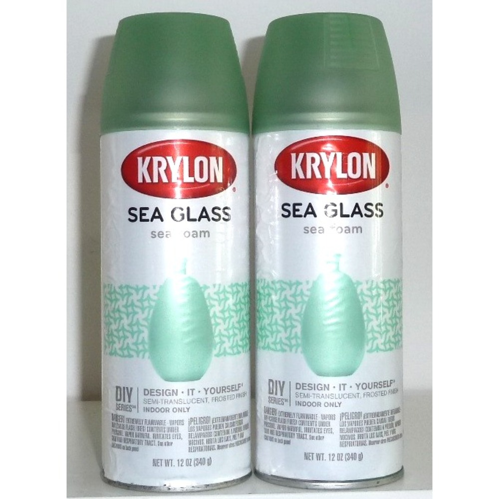 TWO (2) KRYLON Sea Glass SEA FOAM SemiTranslucent Frosted Spray Paint 12Oz